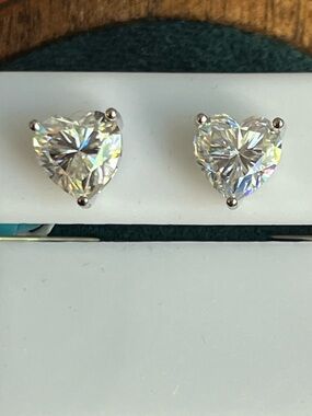 Heart-Cut 4ctw Moissanite Stud Earrings set in 925 Sterling Silver